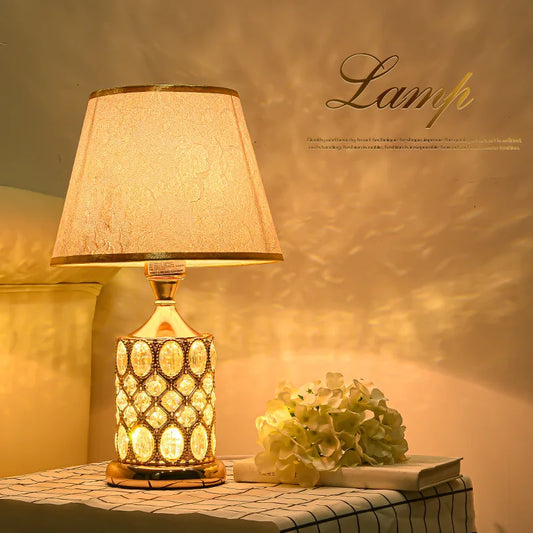 DecorBites™ Crystal Table Lamp: Elegant Bedroom Nightstand Light for Warm & Romantic Ambiance