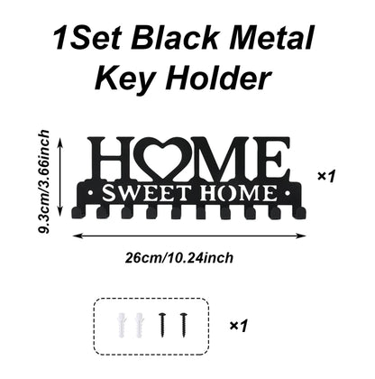 Black Metal Keys Holder With 10 Hooks