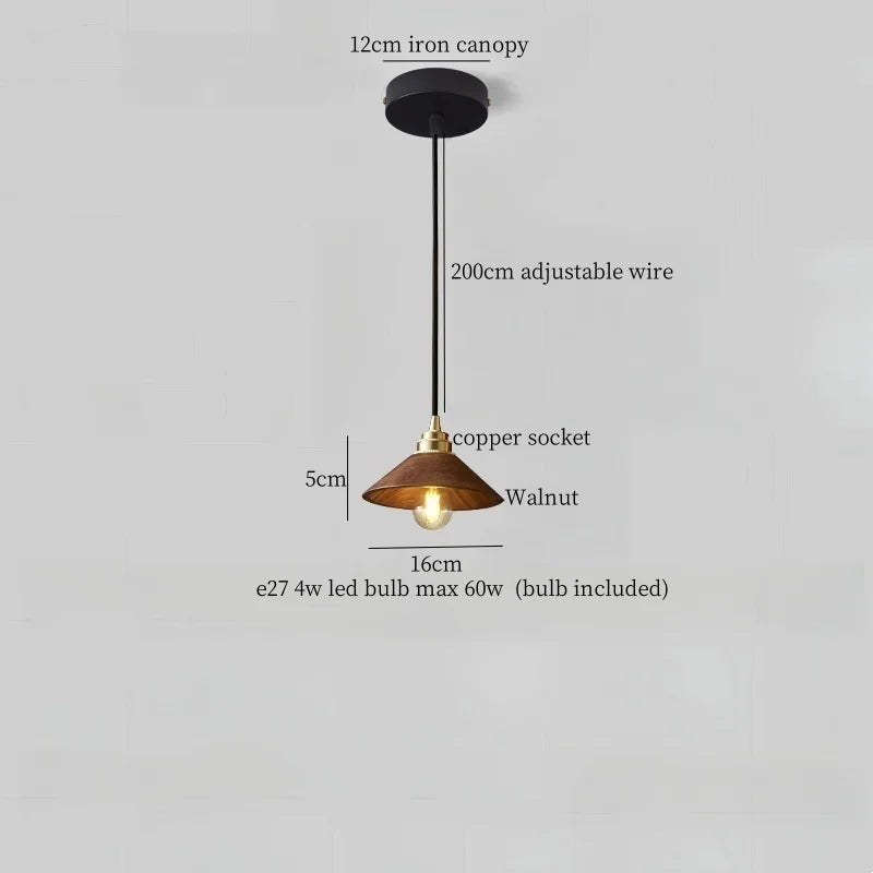 Decorbites™ Japanische LED-Hängeleuchte im Vintage-Stil aus Holz und Kupfer