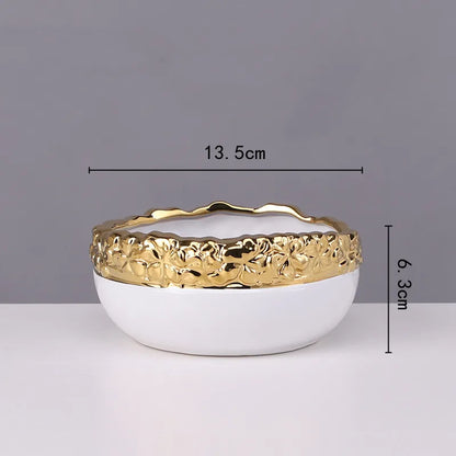 DecorBites™ Golden Edge Succulent Flower Pot Vase - Indoor Ceramic Planter Pot