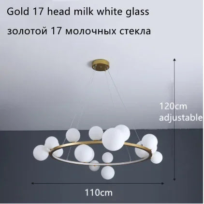 Lámpara de araña LED con bola de cristal DecorBites™: Estilo nórdico moderno para salón, comedor, cocina y estudio