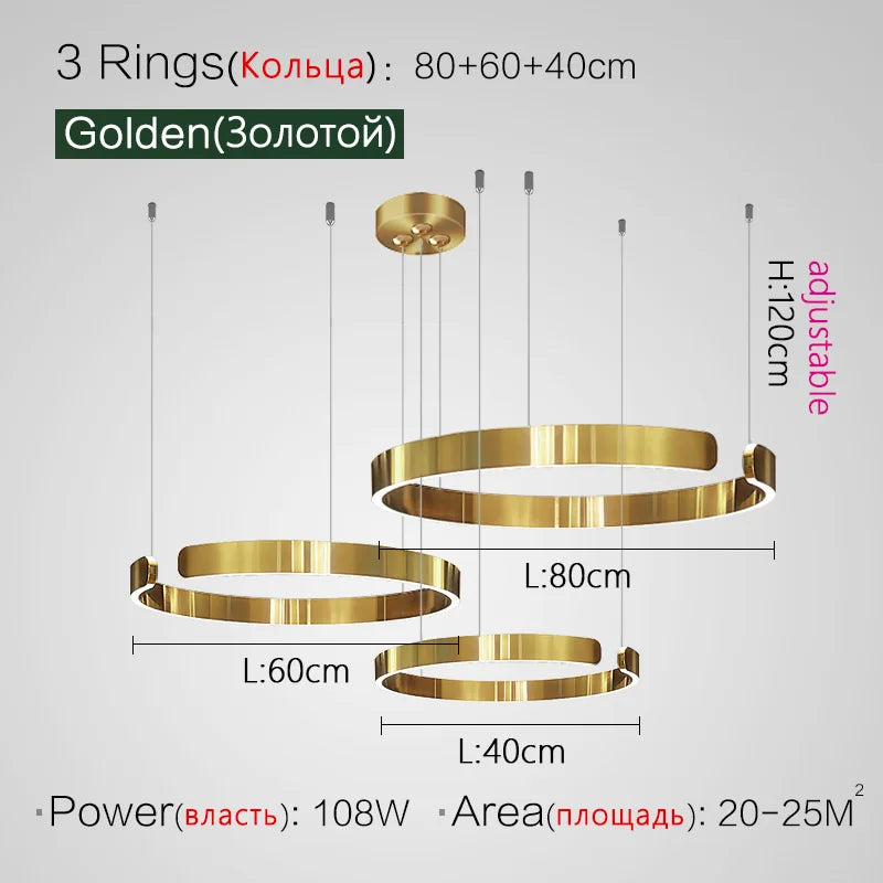 DecorBites™ LED Ring Chandelier for Home Decor - Modern Nordic Style Lighting