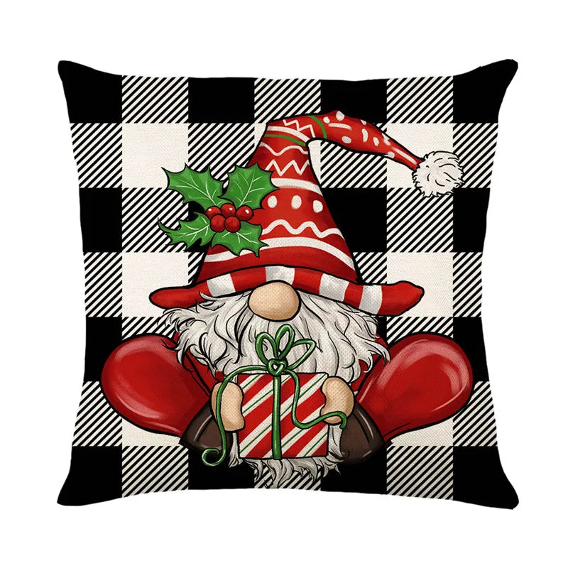 DecorBites™ Christmas Santa Claus Linen Pillowcase - Sofa Cushion Cover, Decorative Living Room Pillow Cover