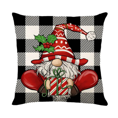 DecorBites™ Christmas Santa Claus Linen Pillowcase - Sofa Cushion Cover, Decorative Living Room Pillow Cover