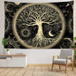 Yellow Sun Moon Life Tree Tapestry Wall Hanging Decobites Abstract Bohemian Aesthetics Home Decor