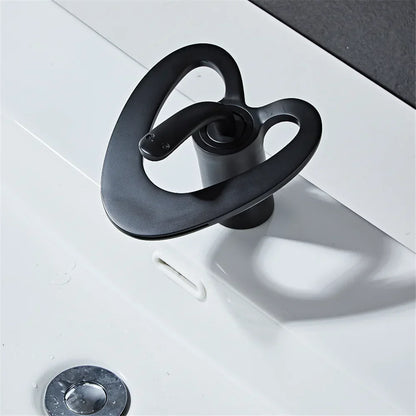 DecorBites™ Black Gray Brass Waterfall Basin Faucet Hot Cold Mixer Tap White Gold