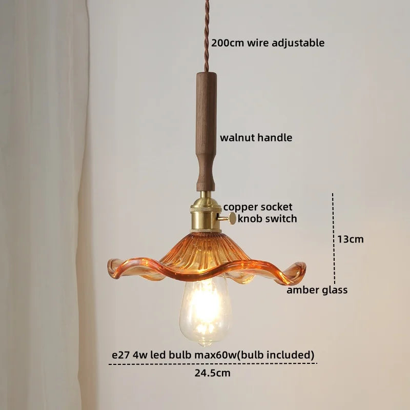 Green Glass Pendant Light Modern Copper Entryway