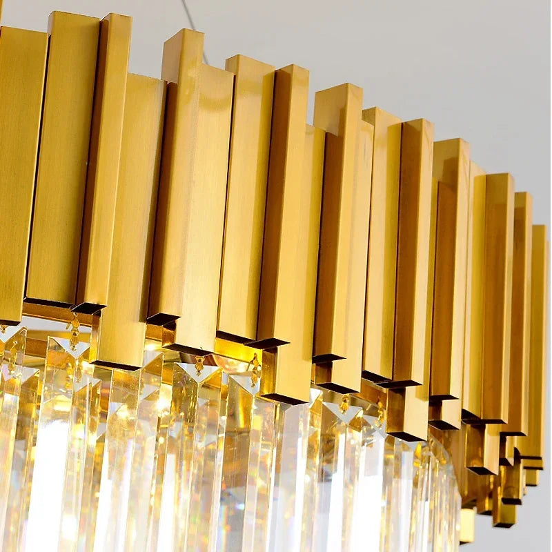 DecorBites™ Golden Crystal Chandelier LED Ceiling Light for Living Room & Lobby