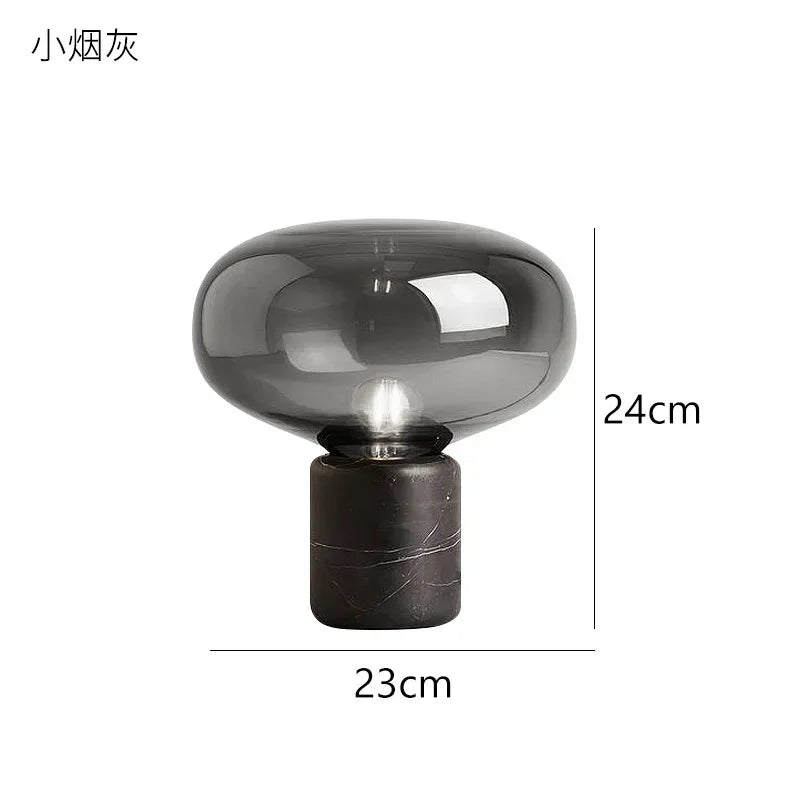 مصباح مكتبي من الرخام على شكل كرة زجاجية من DecorBites™ - تصميم عصري بسيط لغرفة النوم وغرفة المعيشة