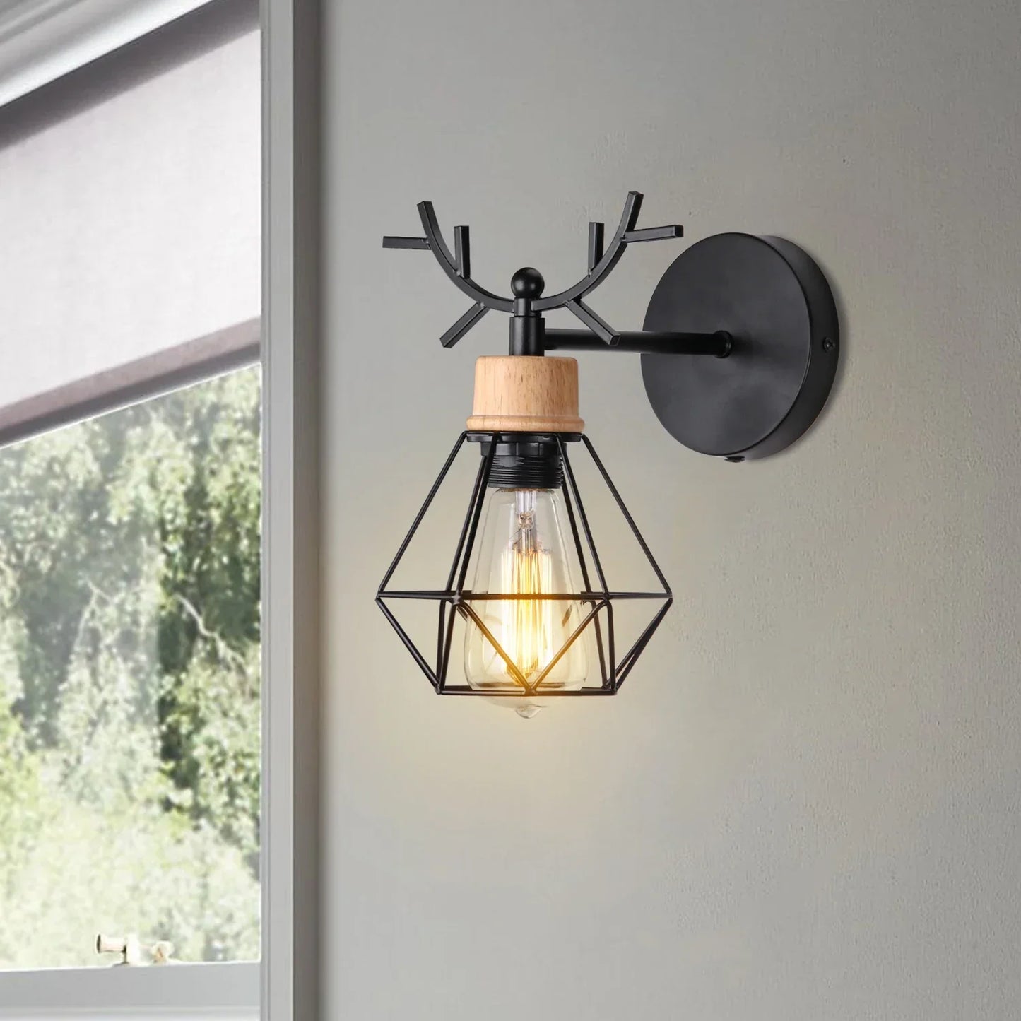 DecorBites™ LED Iron Cage Wall Light for Home Bedroom Kitchen Decor