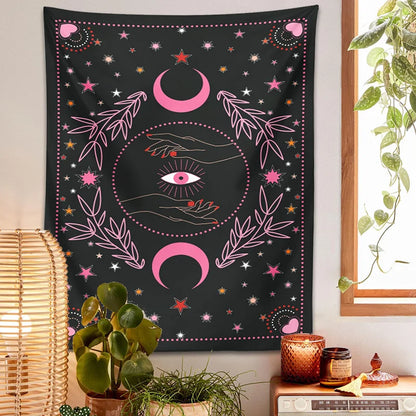 Decobites Moon Eye Botanical Hippie Tapestry Wall Hanging BoHo Home Decor Trippy Print Tapestry