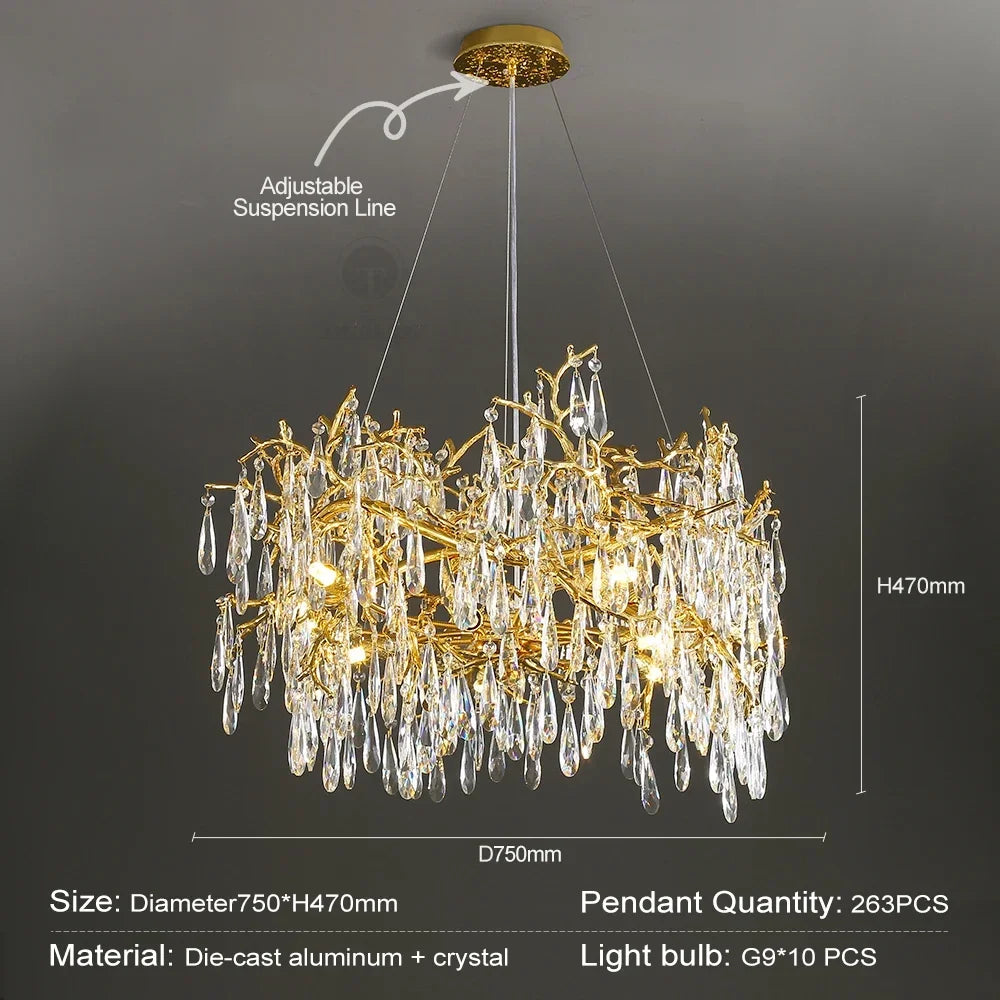 DecorBites™ Crystal Chandelier: Modern Luxury Long Light for Kitchen, Dining, Living, and Bedroom