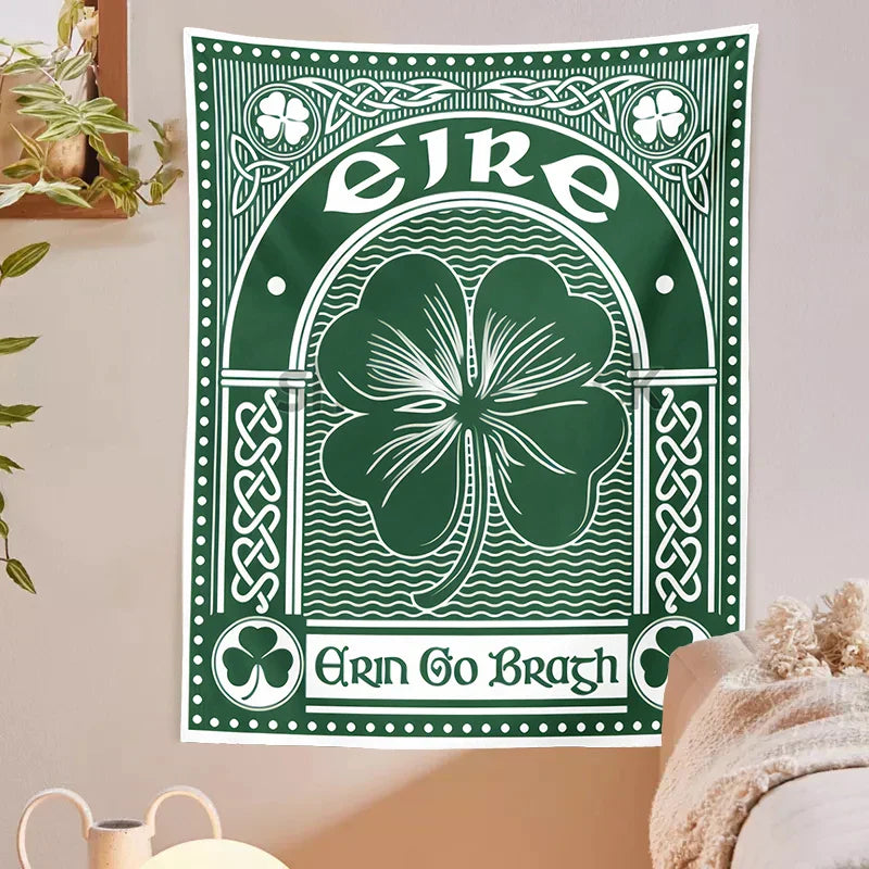 Decobites Clover Psychedelic Gothic Wall Tapestry St. Patrick's Day Celtic Art