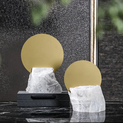 DecorBites™ Crystal Geometric Metal Sculpture Decor Ornaments Golden Handicraft Figurines