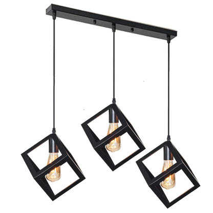 Lámpara colgante cuadrada geométrica negra DecorBites™ para isla de cocina, dormitorio, pasillo