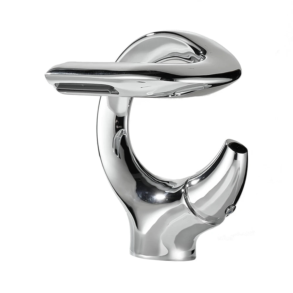 New Design Basin Faucet Brass Bathroom Basin Waterfall Hot and Cold Water Mixer Tap Single Handle Crane Chrome Black Mixer Tap