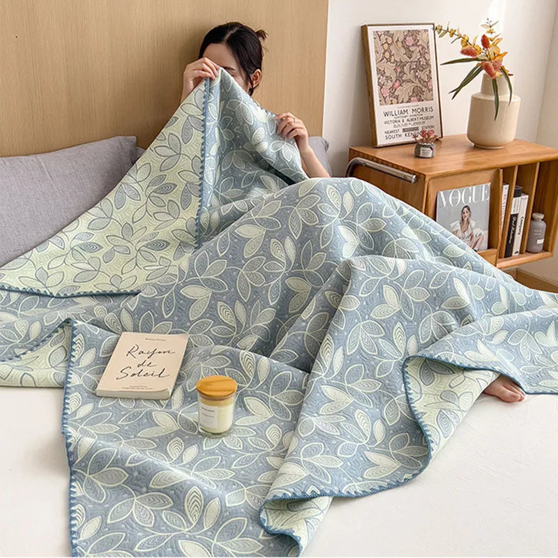 بطانية منشفة قطنية من DecorBites™، لحاف رقيق مطبوع عليه نقشة ريفية - مفرش سرير فاخر قابل للتهوية