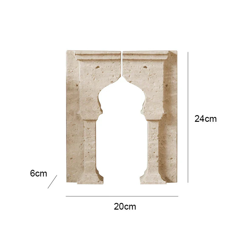 DecorBites™ Archway Shape Travertine Sculpture Figurine Statue for Home Decor