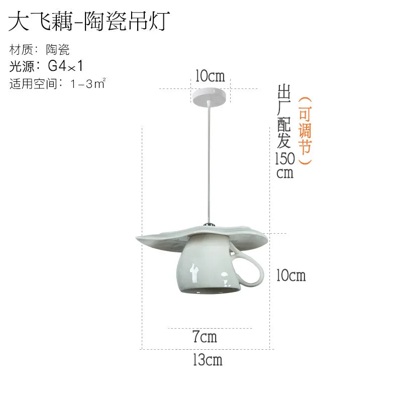 DecorBites™ Ceramic LED Pendant Lights Tea Cup Teapot Hanging Lamp for Kitchen Dining Room