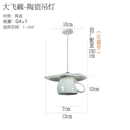 DecorBites™ Ceramic LED Pendant Lights Tea Cup Teapot Hanging Lamp for Kitchen Dining Room