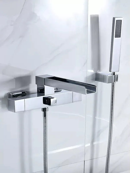 DecorBites™ Brushed Gold Wall Mounted Waterfall Bathtub Shower Set Mixer Tap
