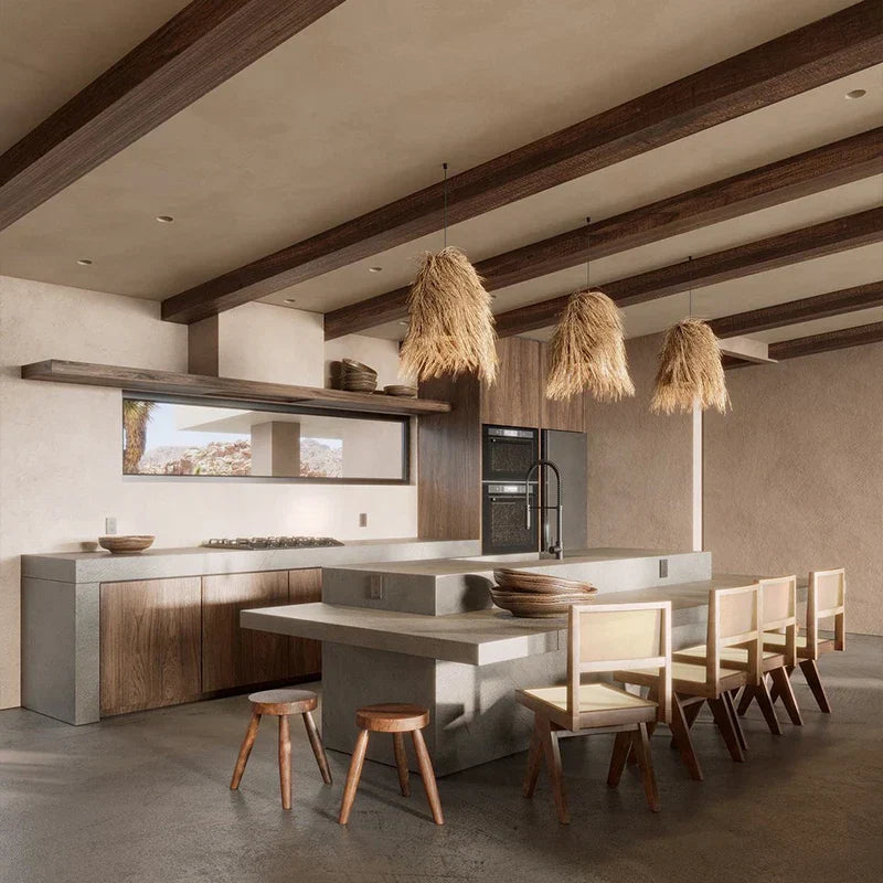 DecorBites™ Handwoven Rattan LED Chandelier Pendant Light Fixture for Dining Room & Bar