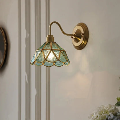 ديكوربايتس™ مصباح حائط LED من النحاس والزجاج الأزرق، مناسب للسلالم والمطعم وغرفة النوم، طراز E27