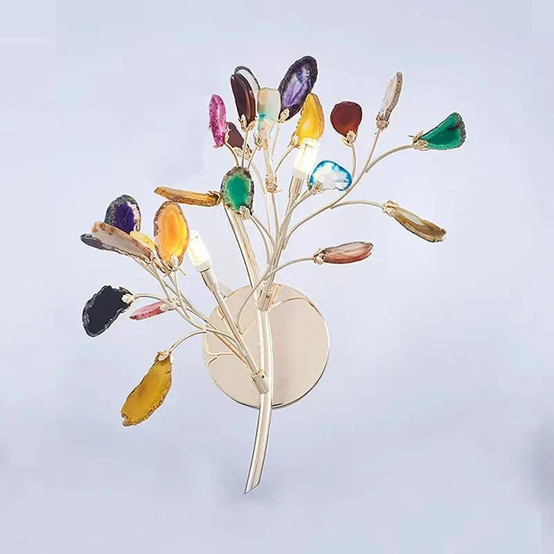 ديكوربايتس™ مصباح حائط LED من العقيق، تركيب سطحي معدني ذهبي، لمبة E14 G4