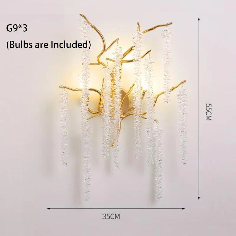 DecorBites™ Crystal Wistaria Ceiling Chandelier - Artistic Branch Design Pendant Lighting for Home Decor