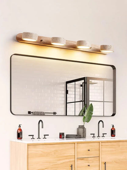 DecorBites™ Japanese Retro Stone Wall Mirror Light for Bathroom and Dressing Table