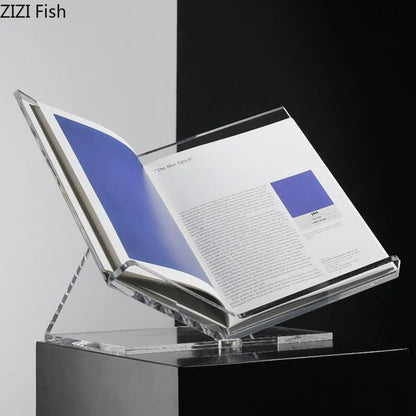 رف كتب أكريليك من DecorBites™، منظم بقاعدة رخامية، ديكور منزلي عصري، حامل مجلات