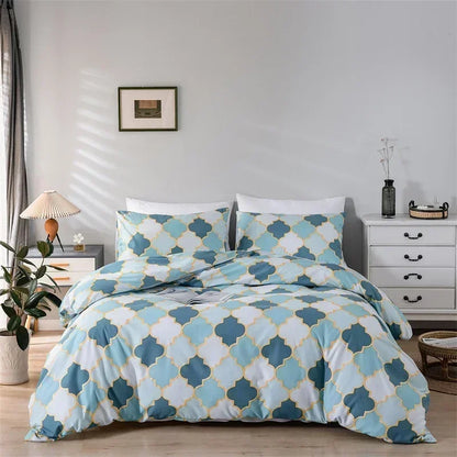 Decobites Gold Print Queen Duvet Set with 2 Pillowcases - Soft & Stylish Bedding Solution