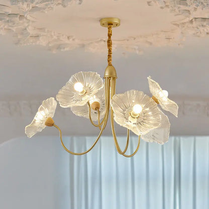 DecorBites™ Lotus Leaf Glass Ceiling Chandelier with E14 Bulb