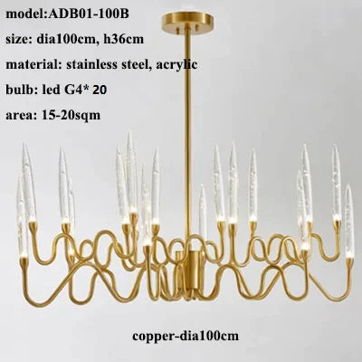 DecorBites™ Crystal Branch Chandelier: Nordic LED Pendant Light for Home Décor & Wedding Lighting