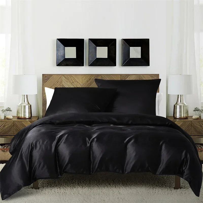 Decobites Satin Duvet Cover Set: Luxurious Silky Bedding for Queen/King/Twin - Soft & Skin-friendly