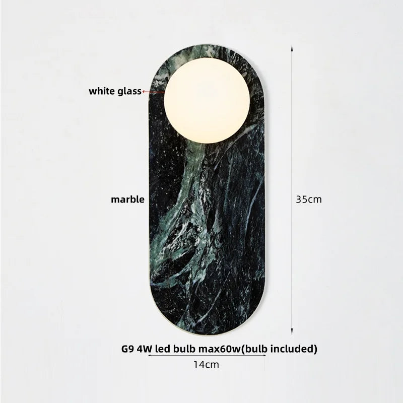 Lámpara de pared LED con globo de cristal DecorBites™: Iluminación moderna nórdica para espejo de baño con diseño de piedra.