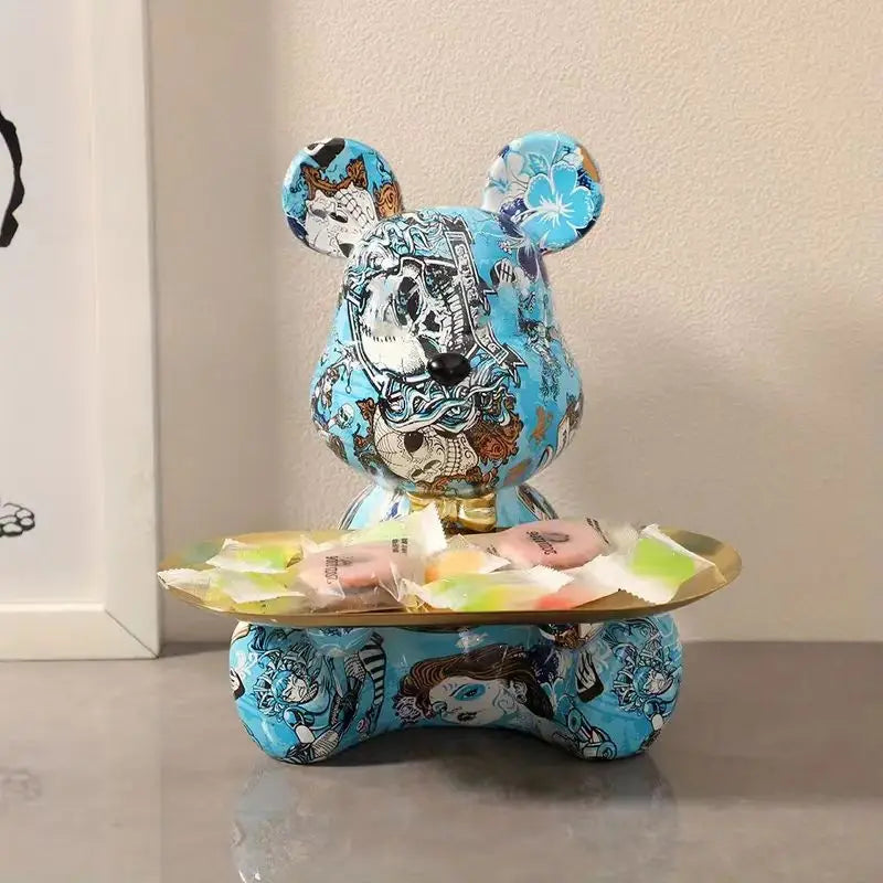 DecorBites™ Graffiti Bear Figurine Statue Key Shelf Decor - Modern Table Sculpture