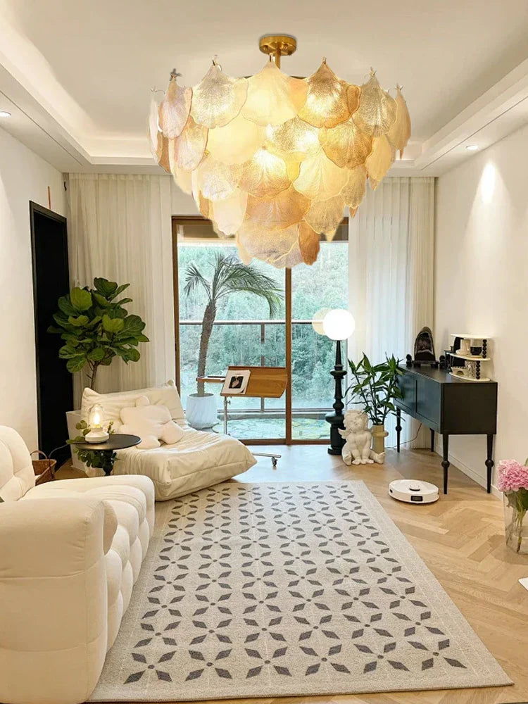 DecorBites™ Glass Shell Ceiling Pendant Light Luxury Bedroom Decor Hanglamp