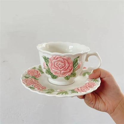 DecorBites™ Kawaii Animal Ceramic Drinkware Set: Coffee Cup, Dessert Plate, Cute Dog Mug