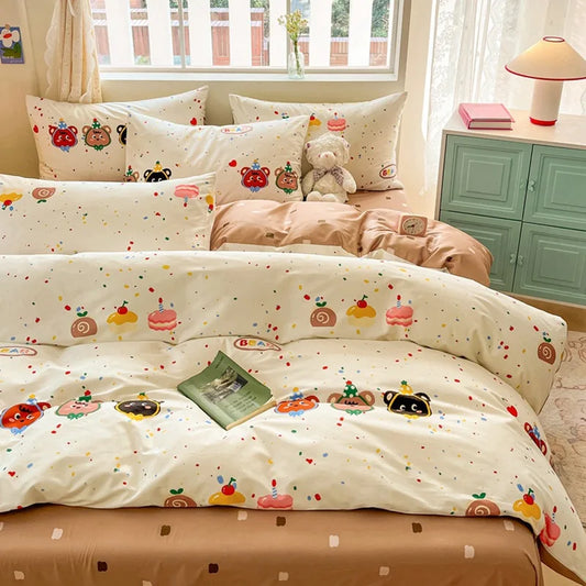 DecorBites™ Cartoon Printed Cotton Duvet Cover for Kids & Teens Beddings