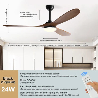 DecorBites™ 52 Inch Wood Blade Ceiling Fan with Remote Control and Lights