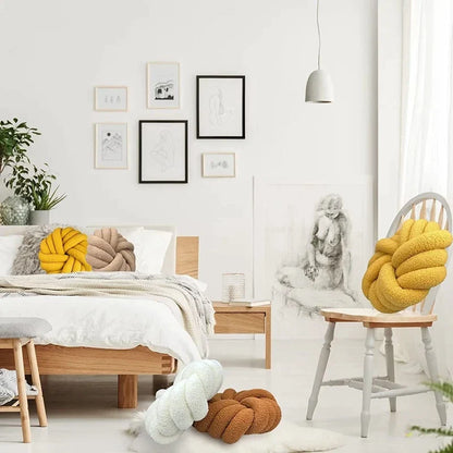 DecorBites™ Knotted Ball Grey Throw Pillow for Bed Couch Living Room