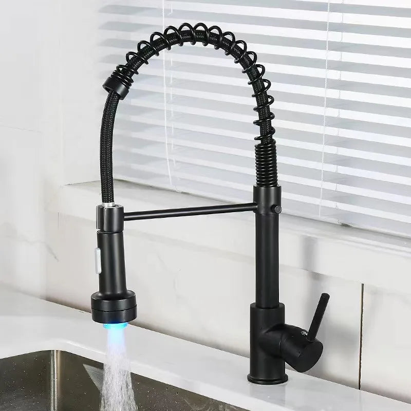 DecorBites™ Black & Gold Kitchen Faucet: Luxury Brass Pull Out Sink Mixer