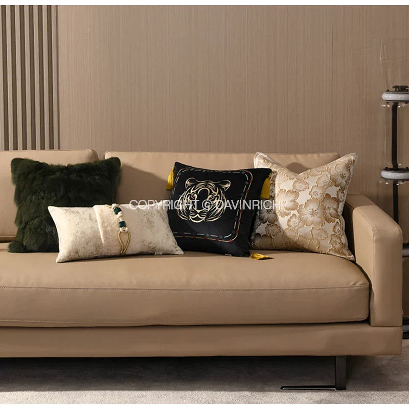 DecorBites™ Embossed Floral Cushion Cover European Style Champagne Throw Pillow Case
