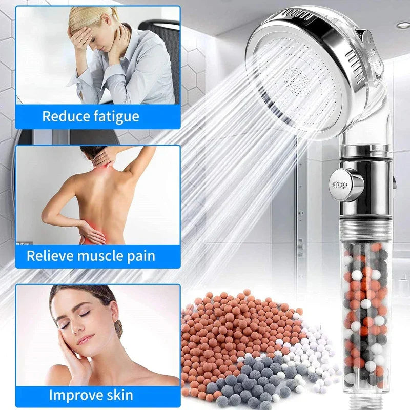 DecorBites™ High Pressure Shower Head Set with Metal Panel and Negative Ion Filter