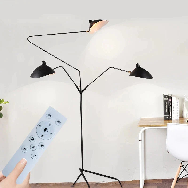 DecorBites™ LED Tripod Floor Lamp Adjustable Spider Arm Standing Light Industrial Loft Decor