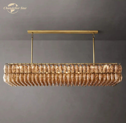 DecorBites™ Chiara Smoke Glass Linear Chandelier for Dining & Living Room