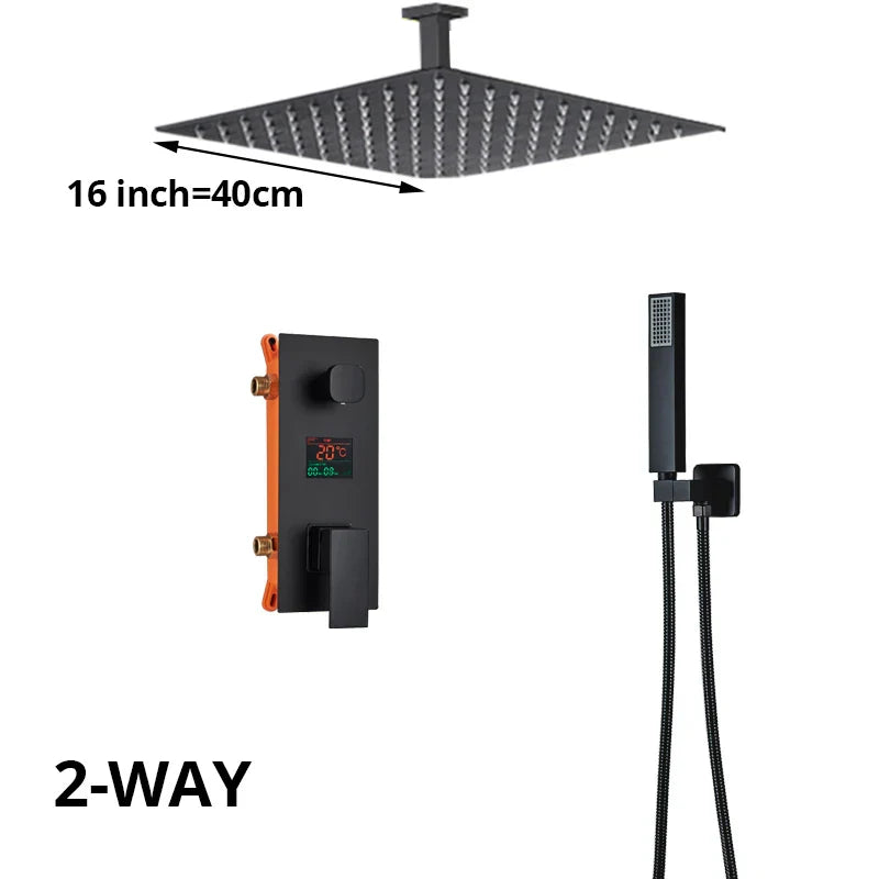 DecorBites™ Digital Display Shower Faucet Set with Rainfall Head and Bathtub Spout