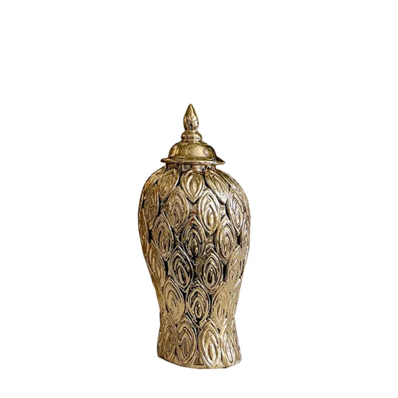 Decorbites™ Goldene Keramik Vintage Flasche Ingwer Topf Blumenvasen Dekoration Ornament