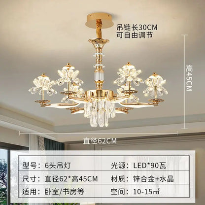 DecorBites™ Crystal Chandelier Ceiling Pendant Light for Living, Dining, and Bedroom Home Lighting